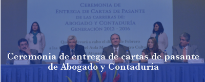 Banner: Ceremonia de entrega de cartas de pasante