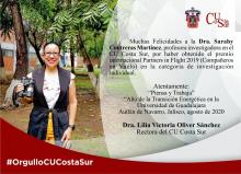 La Dra. Sarahy Contreras Martínez, recibió el premio internacional “Compañeros en Vuelo 2019” 